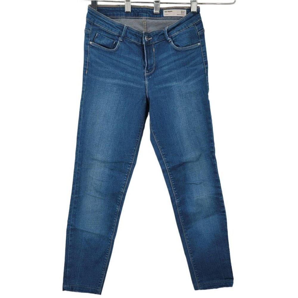 Zara TRF Denim Jeans Skinny Blue Medium Wash Mid Rise Size 4 Stretchy Soft Comfo
